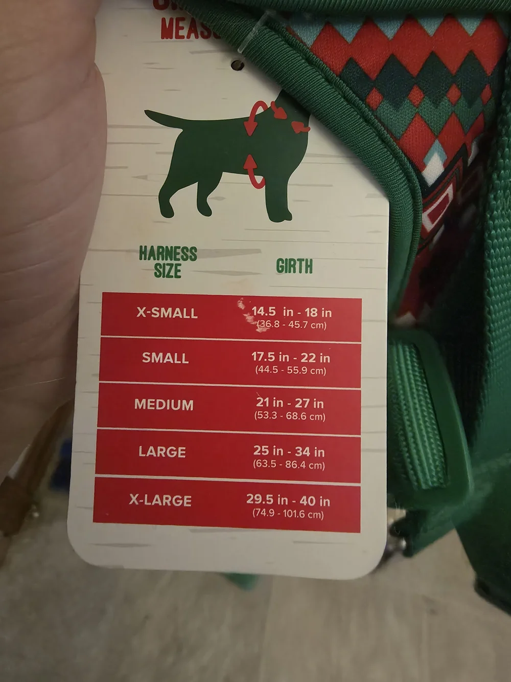 Merry & Bright Green Reversible Holiday Dog Harness - X-Large